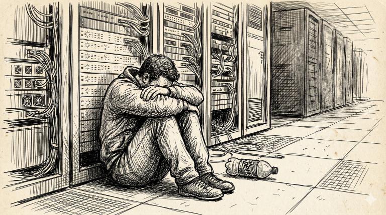 Felix slumped against the server racks, alone with his grief