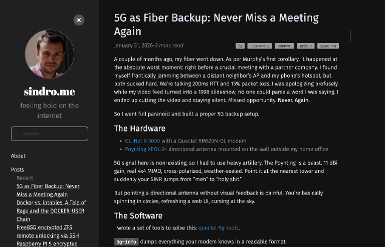 The old layout — dark sidebar, English only, Hyde/Poole CSS
